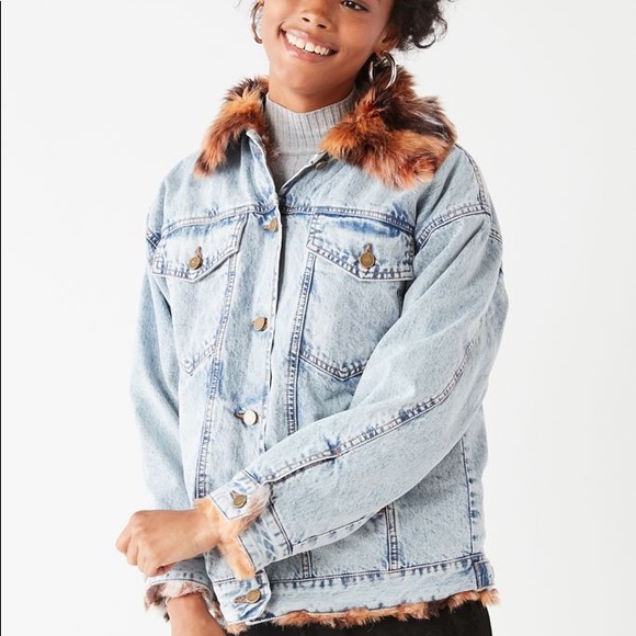 ✨BDG FUR LINED DENIM JACKET - Picture 2 of 8